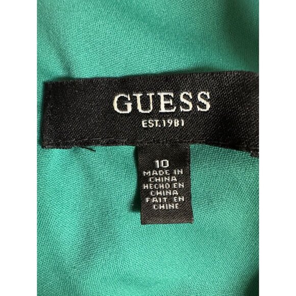 Guess Floral Halter Bodycon Dress Tulip Hem Green Size 10 - Picture 4 of 5